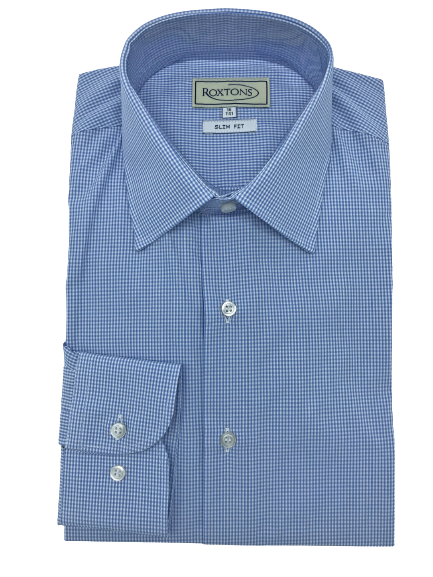 Roxtons Slim Fit Shirt Blue Check