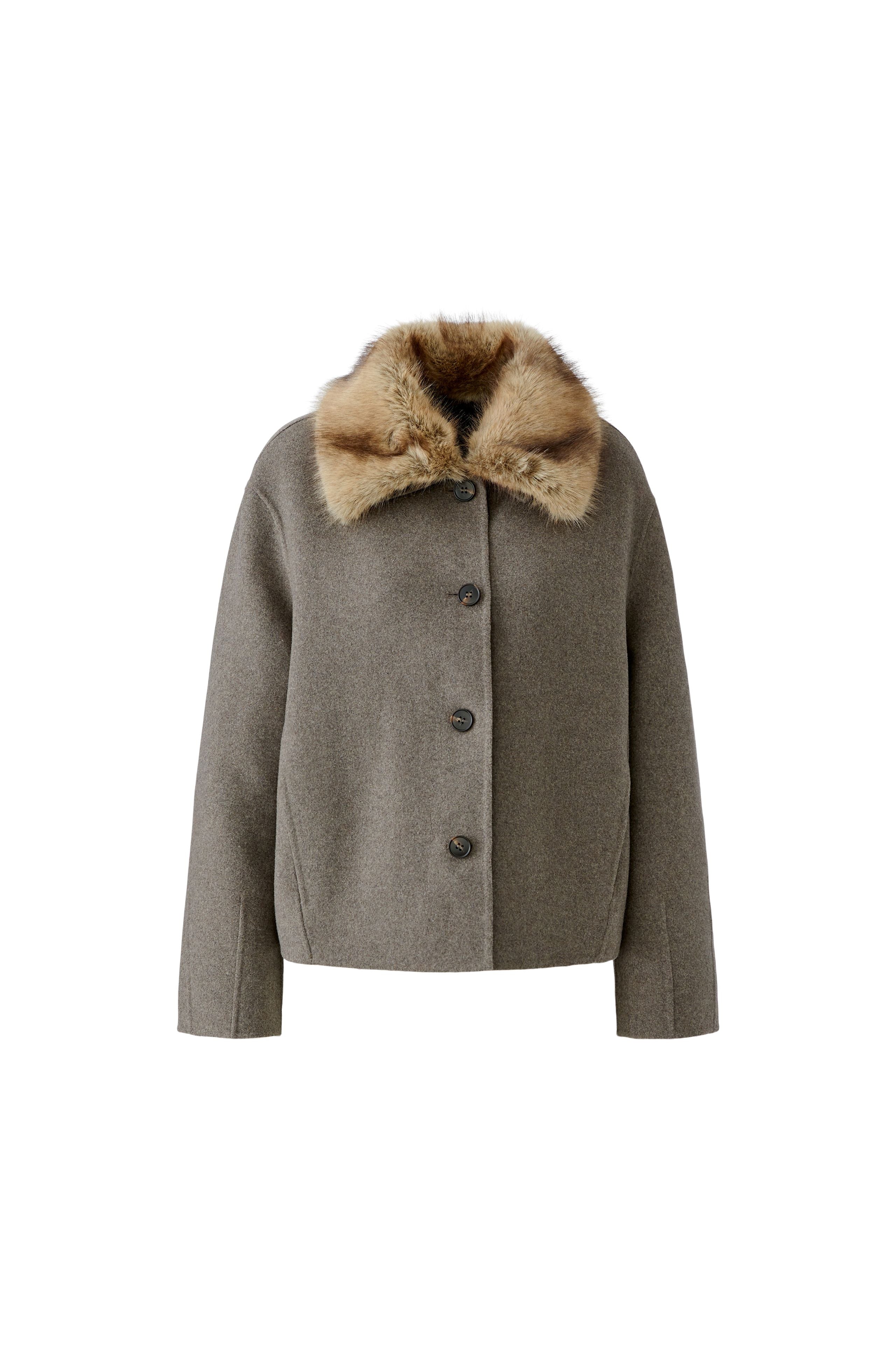 Oui - Jacket with Fur Collar