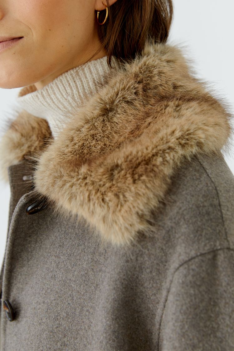 Oui - Jacket with Fur Collar