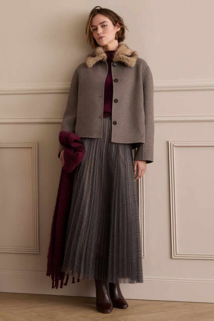 Oui - Jacket with Fur Collar