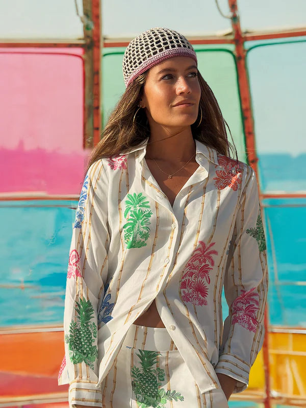 Vilagallo - Bamboo Print Blouse - Tea