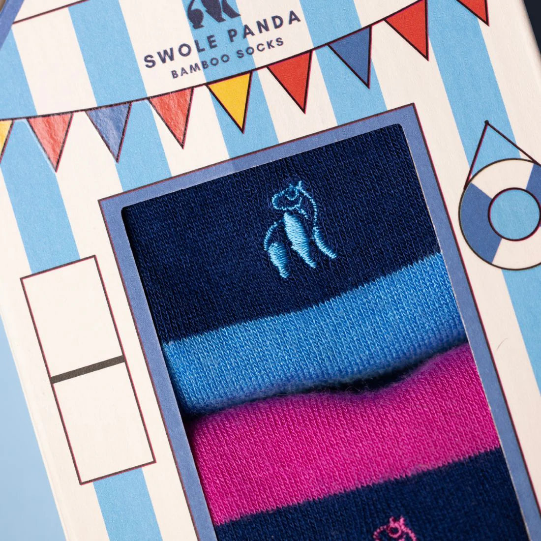 Beach Hut Sock Box - 2 Pairs Bamboo Socks