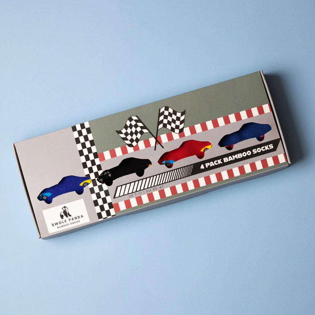 Racing Car Sock Box - 4 Pairs Bamboo Socks