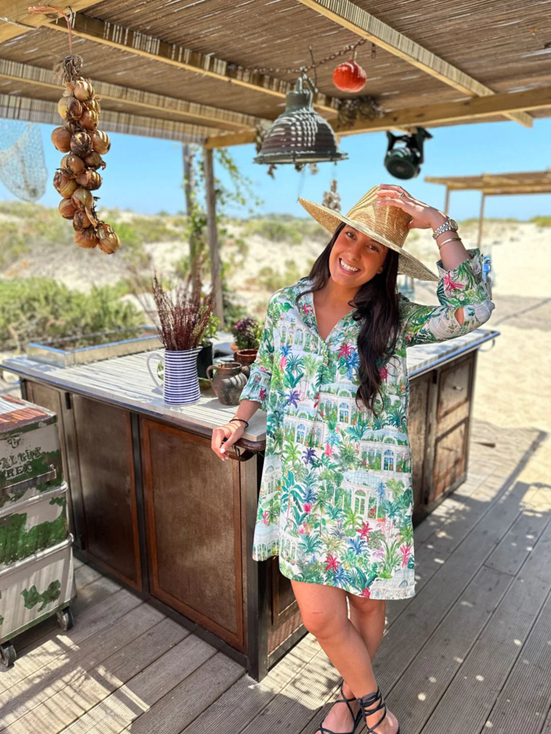 Vilagallo - Palm Print Shirt Dress - Gara