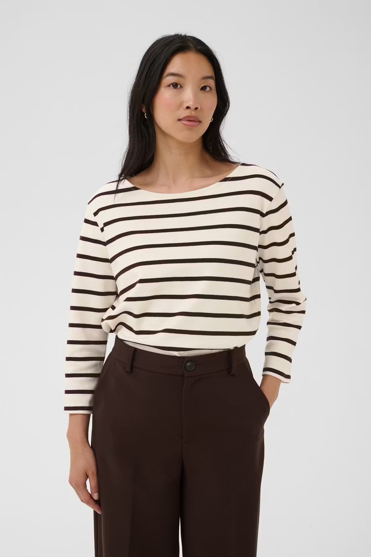 Part Two - Striped 3/4 Sleeve T - Nela