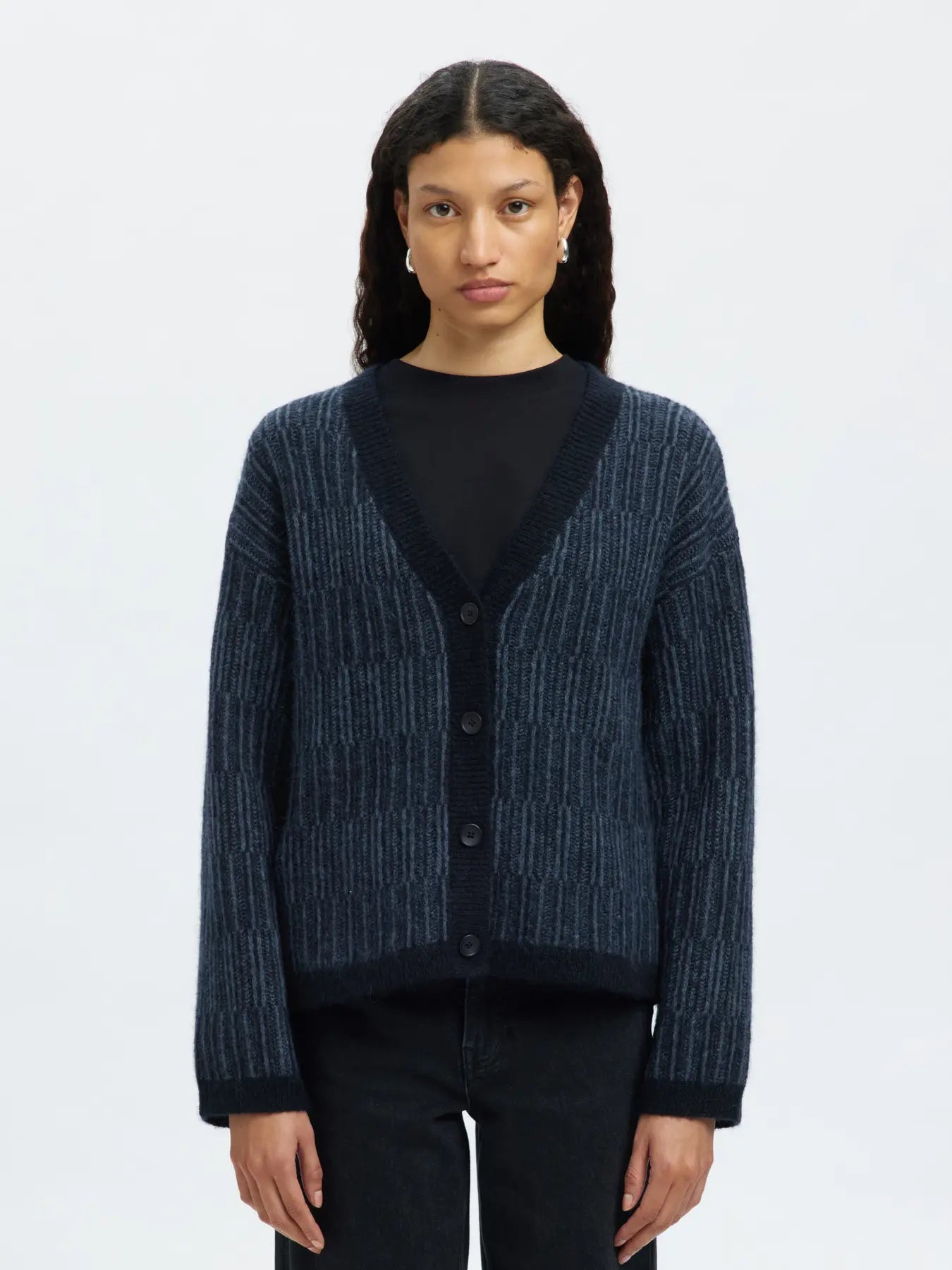 Selected F- Striped V Cardigan - Falva