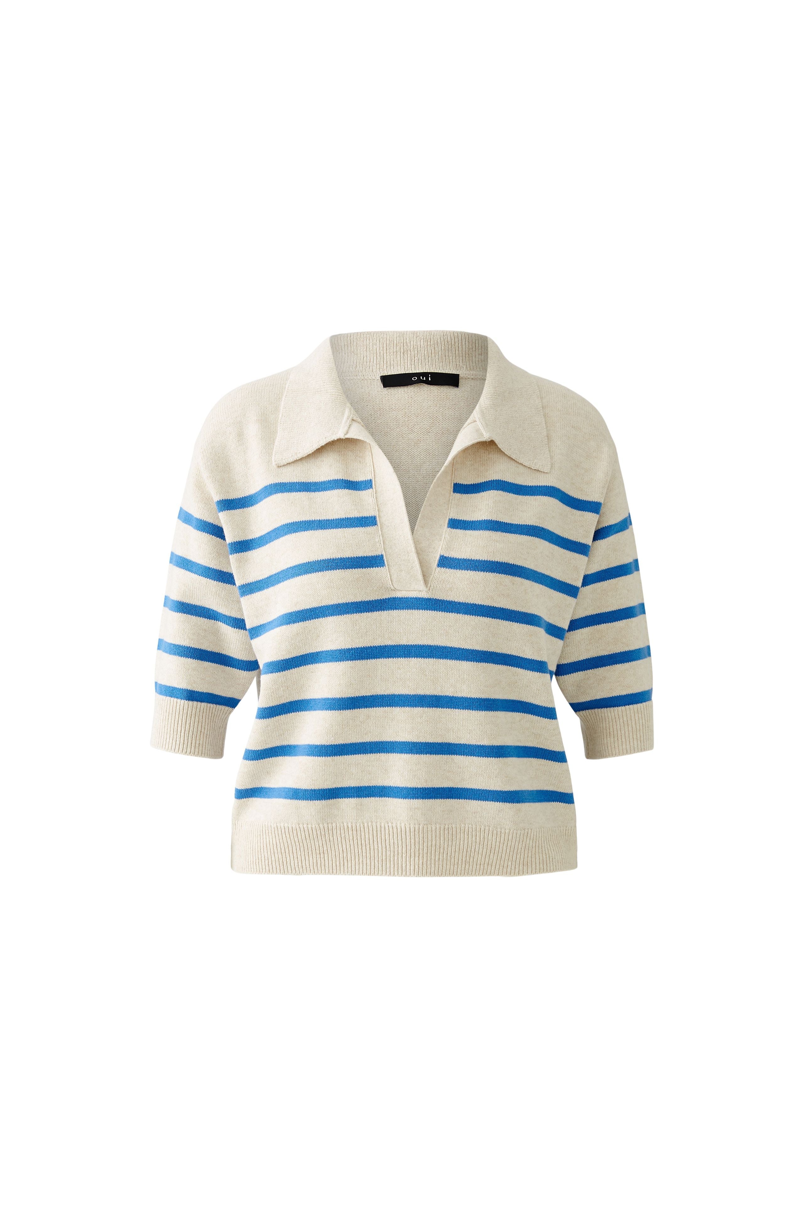 Oui - V Neck Knit with Collar