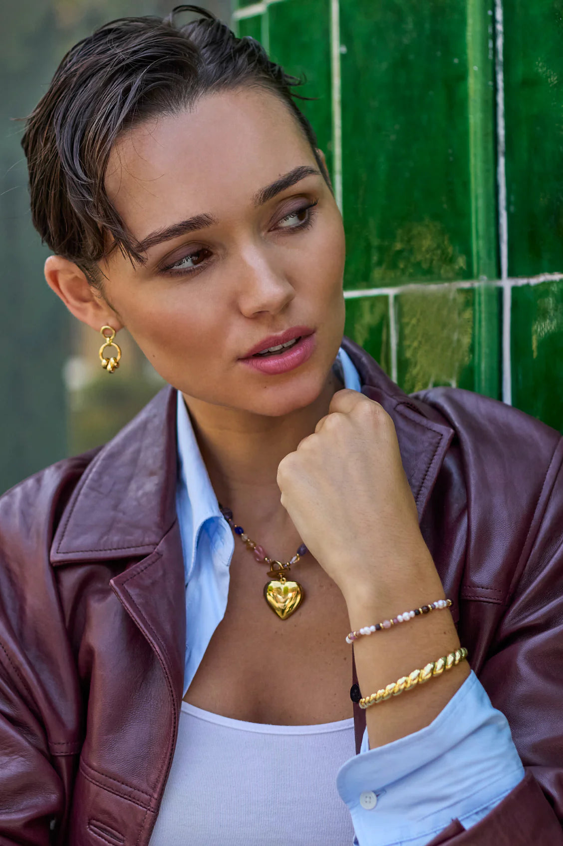 Estella Bartlett - Beaded Two Tier Hoops