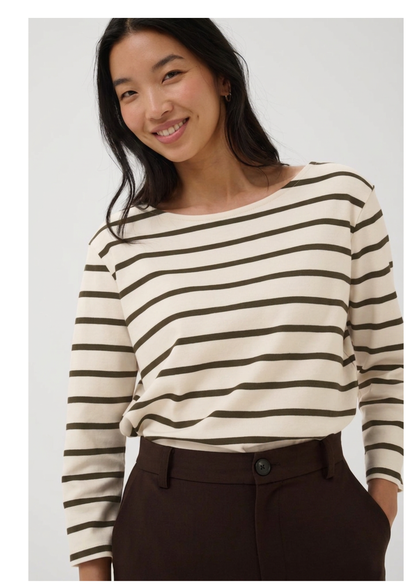 Part Two - Striped 3/4 Sleeve T - Nela
