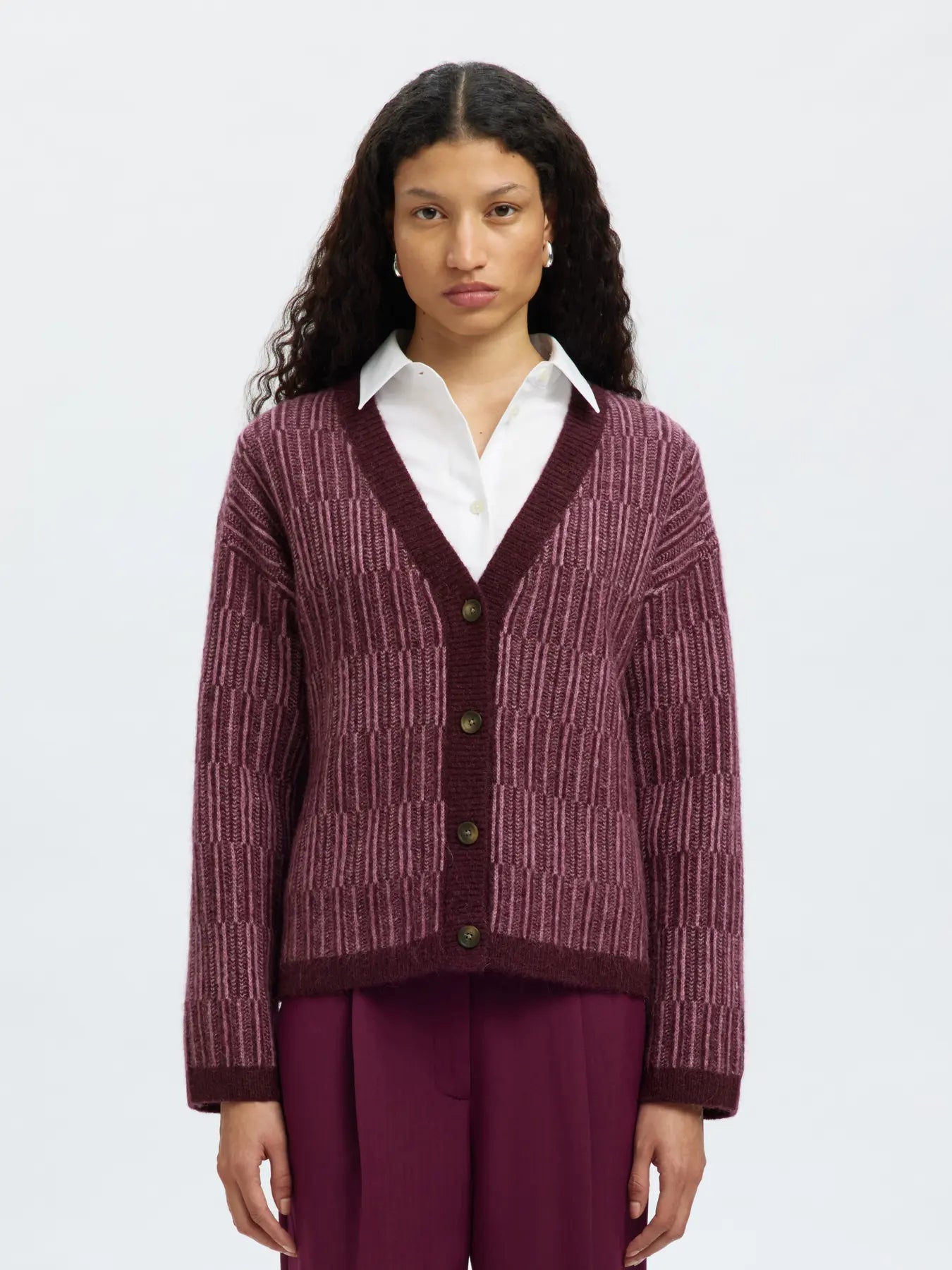 Selected F- Striped V Cardigan - Falva