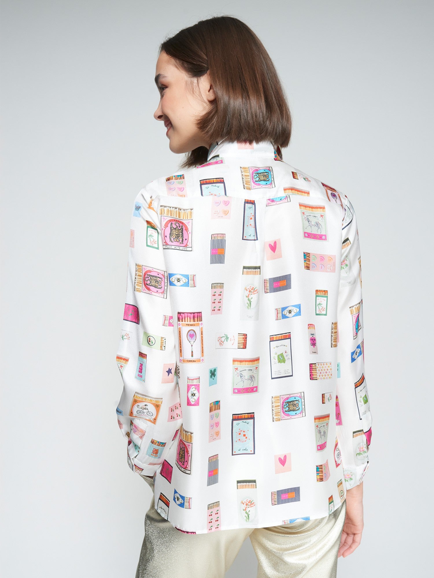 Vilagallo - Matchbox Silk Blouse - Tea