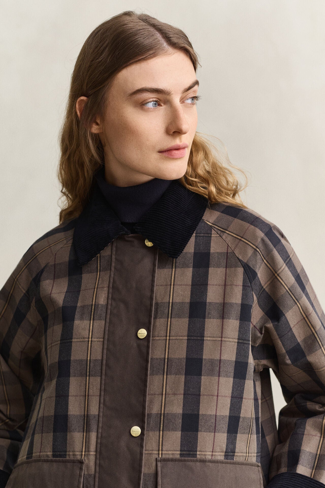 Gant - Checked Waxed Jacket