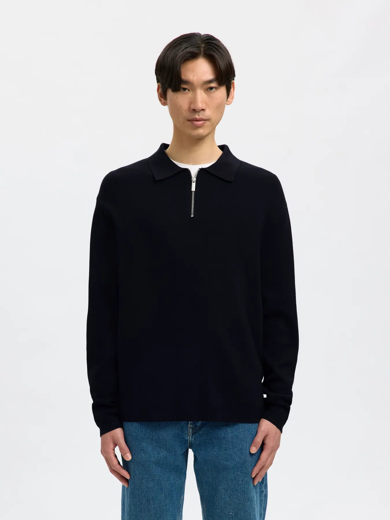 Selected H - 1/2 Zip Polo - Teller