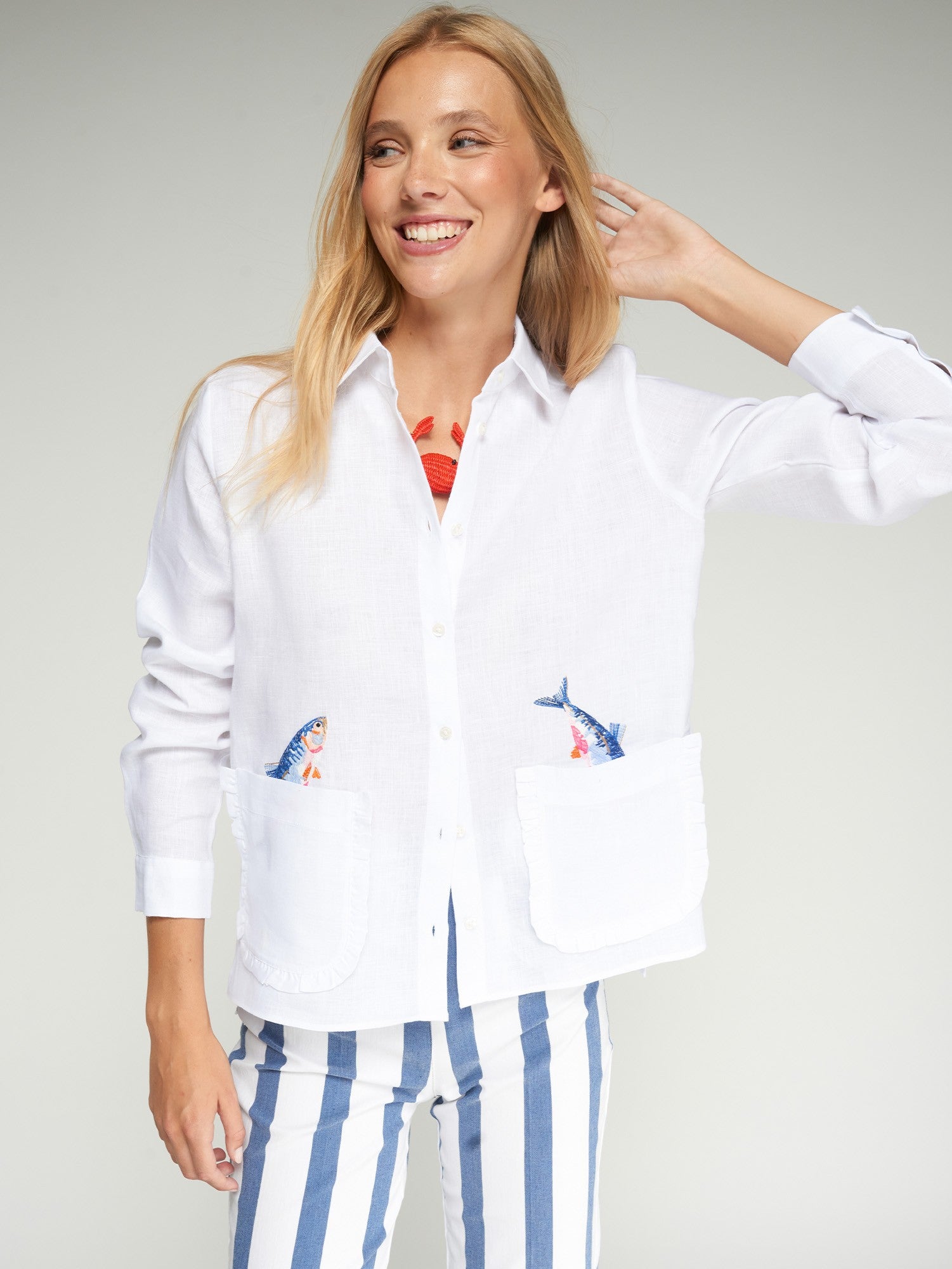 Vilagallo - Linen Shirt - Volantitos - Fish