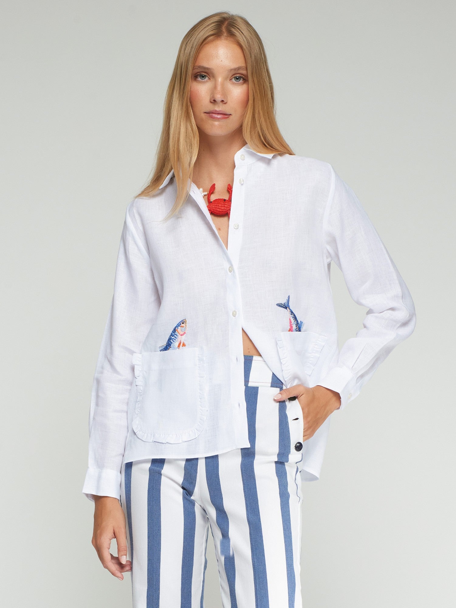 Vilagallo - Linen Shirt - Volantitos - Fish