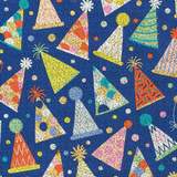 Caspari - Party Hats Holographic Wrapping Paper in Blue
