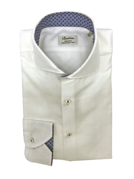 Stenstroms White Shirt with Contrast Collar and Cuff Details