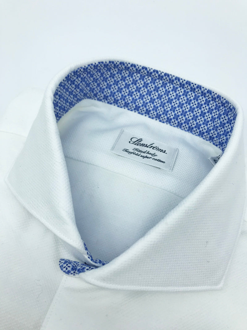 Stenstroms White Shirt with Contrast Collar and Cuff Details
